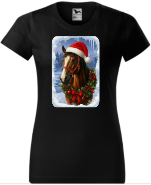 Vánoční tričko s koněm dámské2